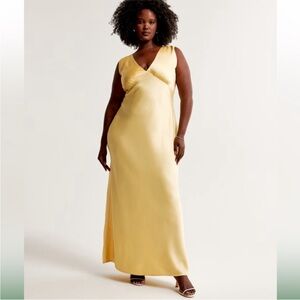 Yellow V-Neck Maxi Dress - Women Dresses Mini
